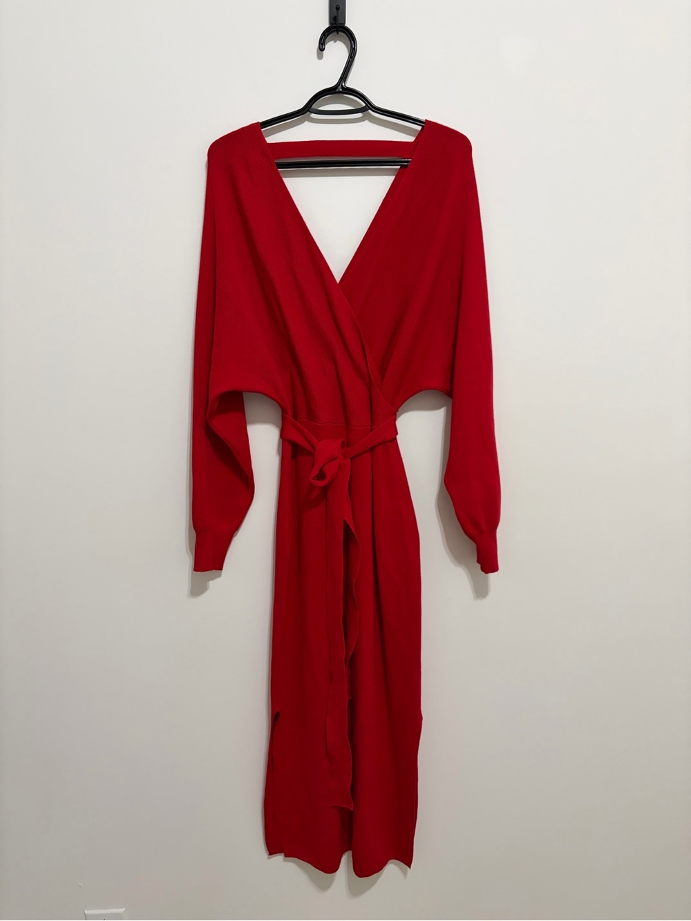 Red Off-Shoulder Backless Sweater Dress
